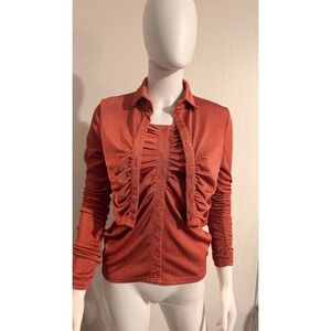 Club L London Rust Bunched Halter Top Y2K Club Size US 6 with Cropped Jacket